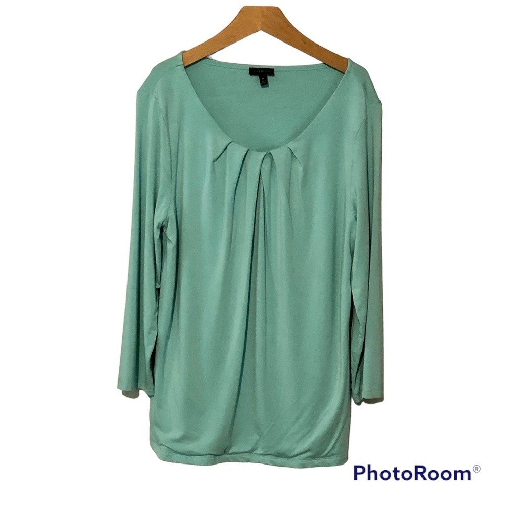 Talbots Pleated 3/4 Sleeve Knit Top in Mint Green Womens Size Medium M